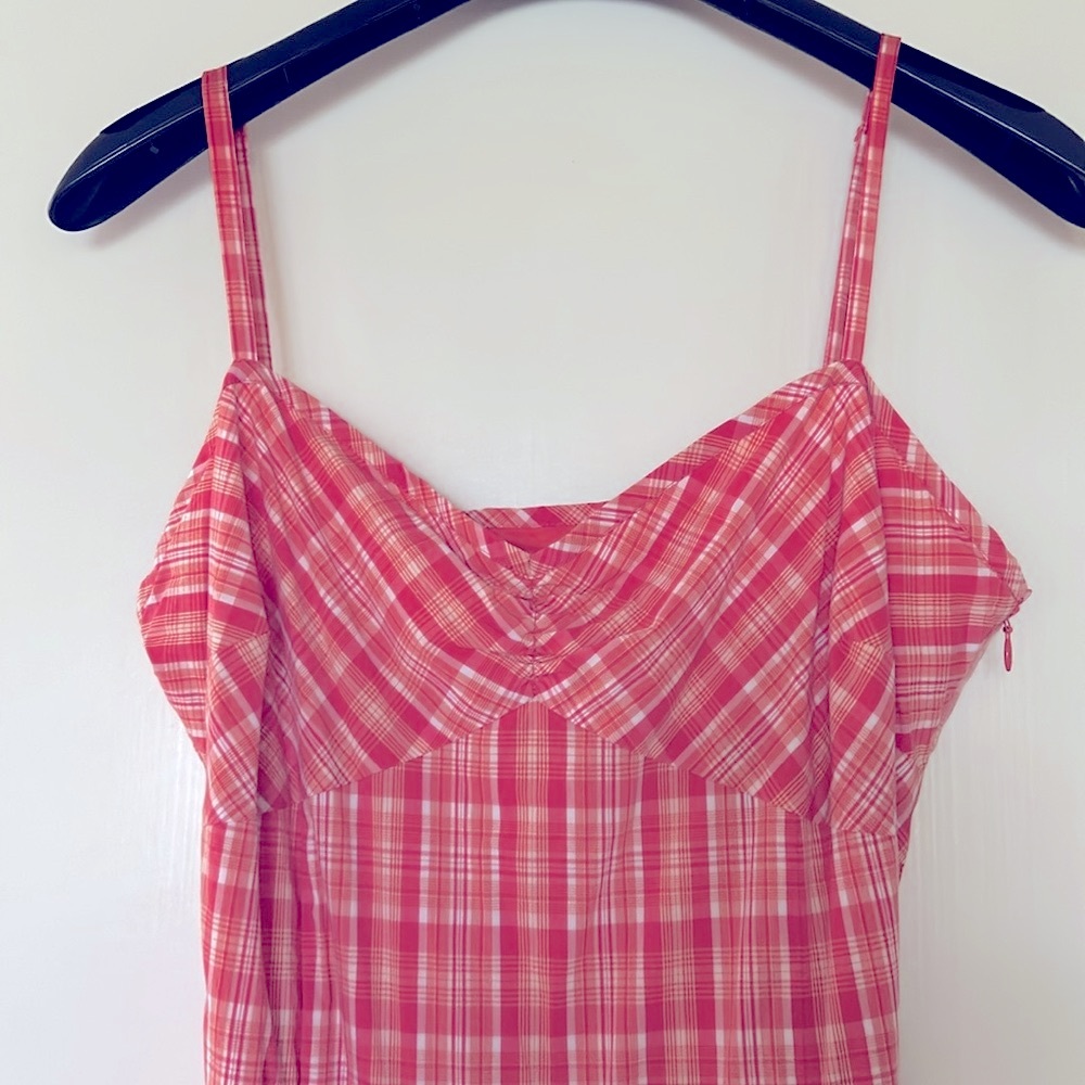 NWOT.  Ann Taylor Loft plaid short summer dress in a shade of peachy orange.